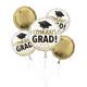 Gold Glitter Congrats Grad Foil Balloon Bouquet, 5pc